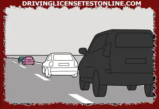 Does the black vehicle have the right to pass the vehicle in front using the left lane ?