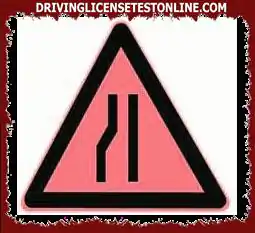 The meaning of this sign is to warn that the left lane or road is narrowing ahead.