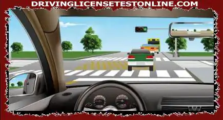 As shown in the figure, a straight-going vehicle encounters a blockage at the intersection...