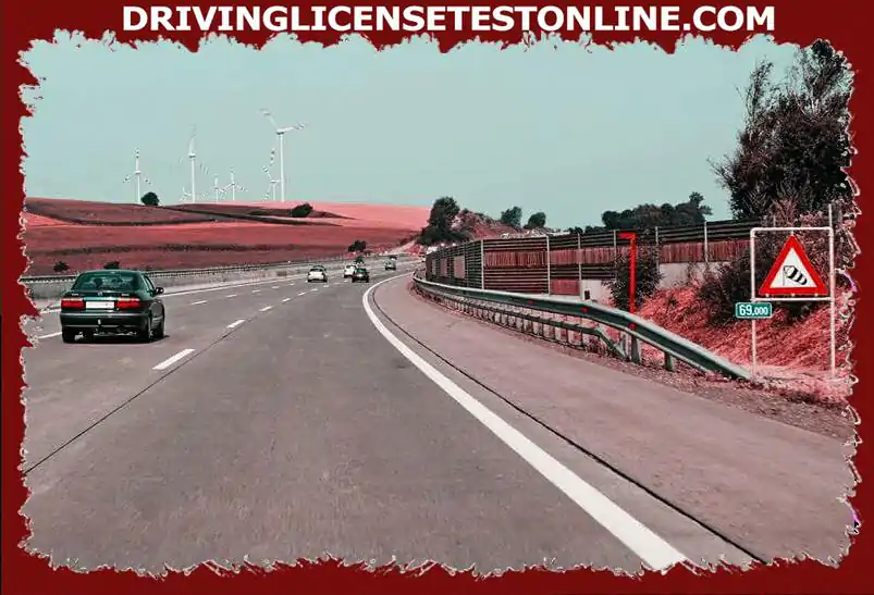 Du kör på denna motorväg i cirka 110 km / h . Vilka speciella faror har du att förvänta dig ??