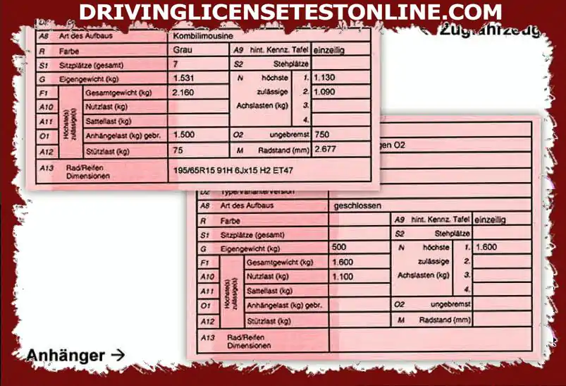 Tenga en cuenta la información de los dos certificados de registro . Si tiene un permiso de conducir para la clase BE, puede tirar de este remolque con la camioneta ?