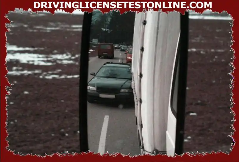 The dark vehicle in the rearview mirror wants to overtake you . What should you watch out for ?