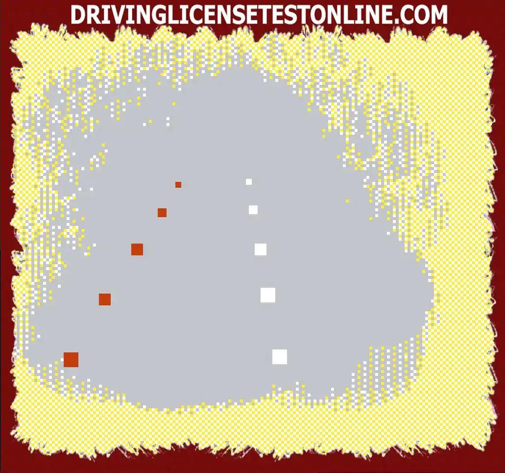 3차선 고속도로에 있습니다. 왼쪽에 빨간색 반사 스터드가 있고 오른쪽에 흰색 반사 스터드가 있습니다. 어느 차선에 있습니까?