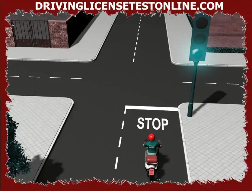 À cette intersection, à quel signal le conducteur de cyclomoteur doit-il obéir