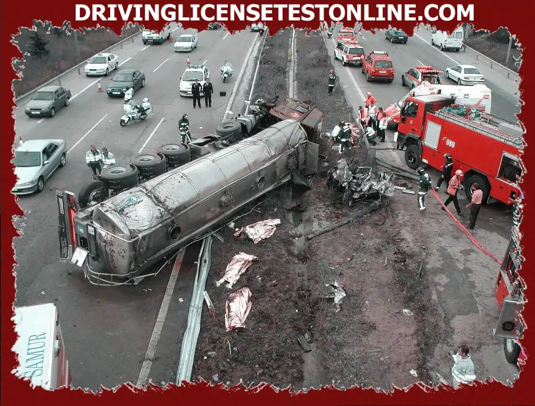 Veszélyes árut szállító járművel járó baleset esetén a járművezető...