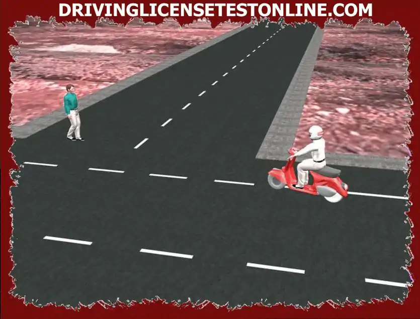 Ο οδηγός του μοτοποδηλάτου θα στρίψει δεξιά για να μπείτε στο δρόμο που διασχίζει ο πεζός . Πρέπει να παραδοθεί στον πεζό ?