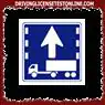 On the road with this sign, the towing vehicle must pass through the first vehicle lane from...