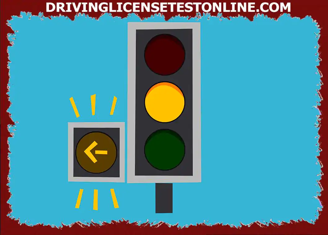 What does the flashing left amber arrow at a traffic light mean ?