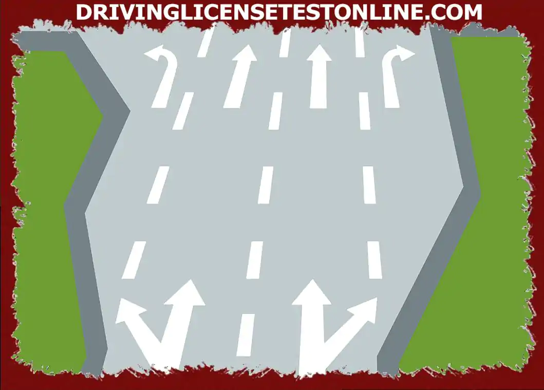 도로에 그려진 흰색 화살표는 무엇을 나타냅니까?