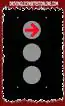 Vad ska du göra om du svänger åt höger vid trafiksignaler som visar en röd pil som pekar åt höger ?