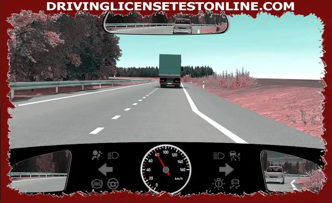 There is a strong crosswind from the right . When are you particularly at risk when overtaking ?