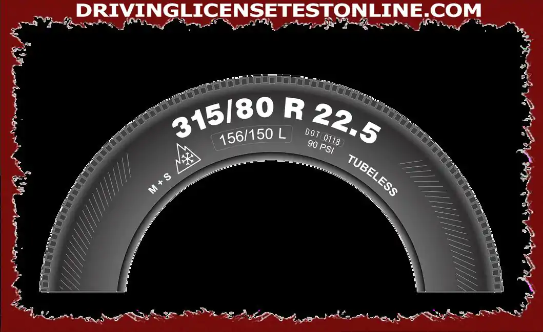 ¿Qué significa la marca L en la siguiente designación de neumáticos: 315/80 R 22 . 5156/150 L ?