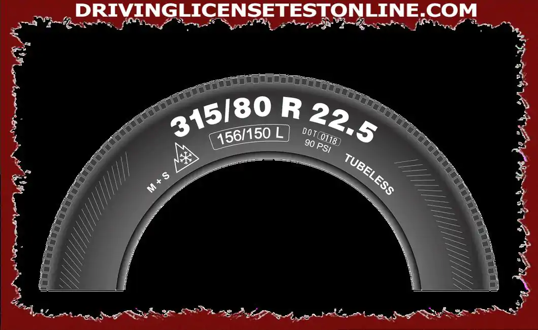 下列輪胎名稱中的標記“156/150”是什麼意思 : 315/80 R 22 . 5 156/150 L ?