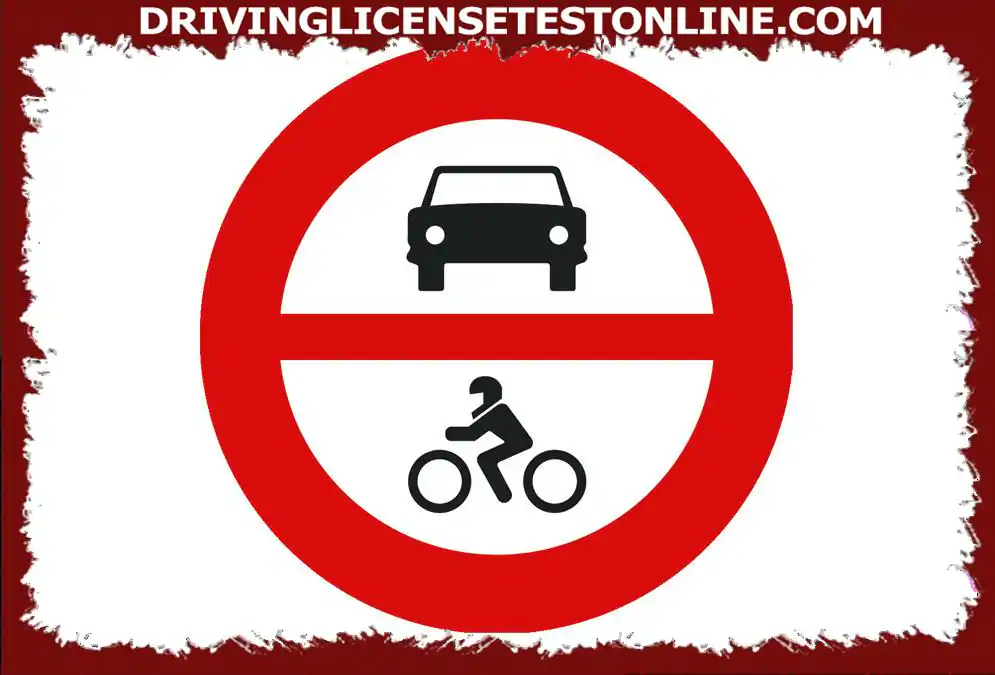 If you drive a motorcycle, you are allowed to ride on the road where the ? sign is located.