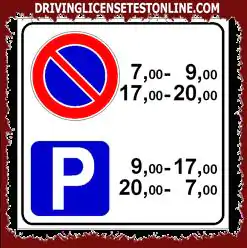 La señal que se muestra | prohíbe el estacionamiento de 17 . 00 a 20 . 00