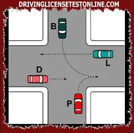 Arriving at the intersection shown in the figure | the vehicles must pass in the following order: P, D, B, L
