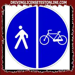 Esitetty merkki | on sijoitettu vastaamaan yhtä jalankulkijoiden ja pyöräilijöiden polkua