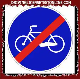 Pokazany znak | jest umieszczony na końcu ścieżki zarezerwowanej dla rowerów