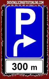 Tecknet som visas visar ett parkeringsområde i pilens riktning
