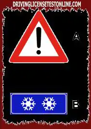 Signalas, pavaizduotas A- paveiksle, integruotas su skydeliu B-, praneša apie ledo...