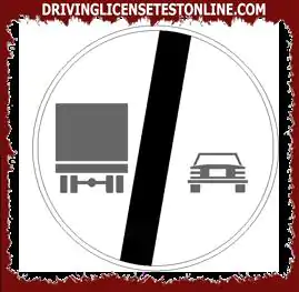 Road signs: | In the presence of the sign shown, cars must overtake lorries in the right lane