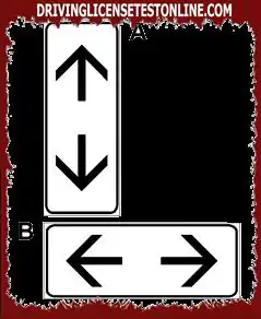 Пътни знаци: | Показаният допълнителен панел A- показва двупосочен път за движение