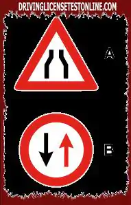 교통 표지판: | 표지판 A- 뒤에 표지판 B-이 있습니다.