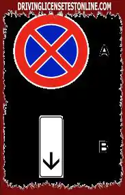 Signalisation routière : | Le panneau A-, s'il est intégré au panneau B-, indique la fin de l'interdiction d'arrêt et de stationnement