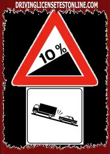 Пътни знаци: | Наличието на показания знак водачът трябва да умерява скоростта поради възможното присъствие на бавно движещи се камиони