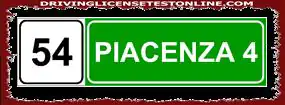 The sign shown | indicates that there are 54 kilometers to go from the exit for Piacenza