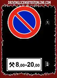 Знак приказан | на слици А- са таблом Б- забрањује паркирање само радним данима