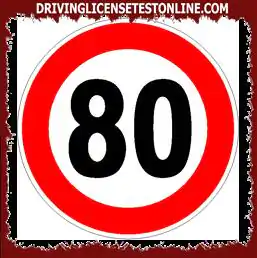 Road signs: | The sign shown prohibits the transit of vehicles which, due to construction, cannot reach the indicated speed