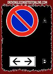 Attēlā A- parādītajai zīmei, ja tā ir integrēta ar paneli B-, ir aizliegts pastāvīgi stāvēt