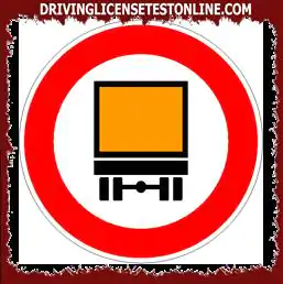 Показаният знак забранява транзита | на камиони брезенти