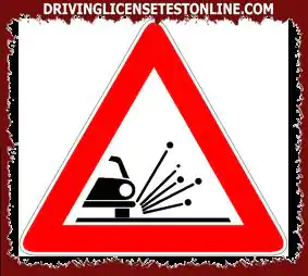 Road signs: | The sign shown announces the presence of crushed stone that can be thrown at a distance when the vehicle passes