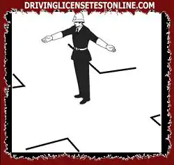 The policeman placed with his arms at right angles as in the figure | stops the vehicles...