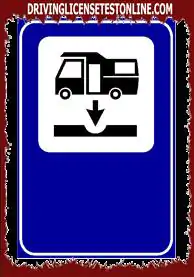 The sign shown | indicates systems that allow vehicles that have sanitation facilities to unload organic residues and white and dirty water