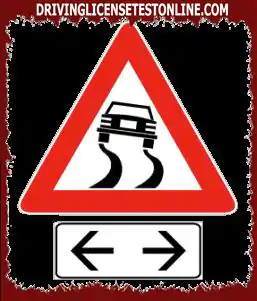 Οδικές πινακίδες: | Η πινακίδα που εμφανίζεται δείχνει τη συνέχιση του ολισθηρού δρόμου