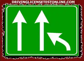 Le panneau illustré | peut être combiné avec un panneau indiquant la distance jusqu'à la restriction de voie