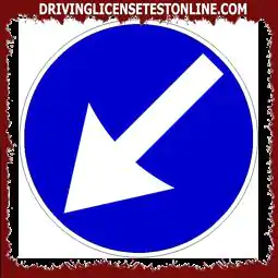 Het afgebeelde bord | dwingt chauffeurs om links van een reddingsboei te passeren