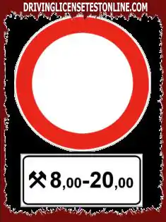 Road signs: | The sign shown prohibits the transit of working days in the indicated time slot