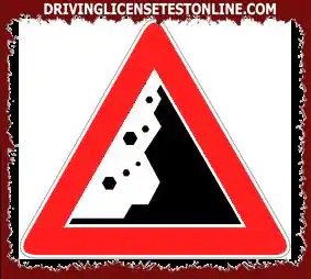 Road signs: | The sign shown indicates the danger of falling rocks from the right