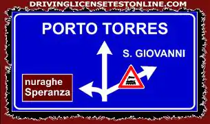 Indicatorul afișat vă avertizează să mergeți direct pentru a ajunge la Porto Torres