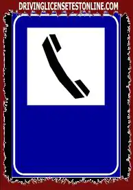 The sign shown indicates a public telephone set on extra-urban roads