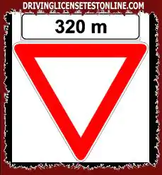 Road signs: | The sign shown indicates the distance from the intersection where we must give way