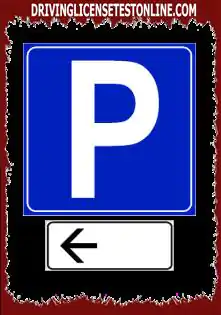 Road signs: | The sign shown highlights the point where the parking area ends