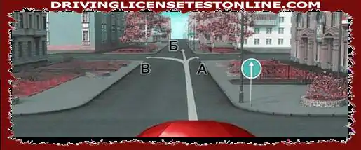 Em qual das direções indicadas você pode continuar dirigindo no próximo cruzamento ?