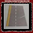 Continuous double yellow strip at the side of roads indicates