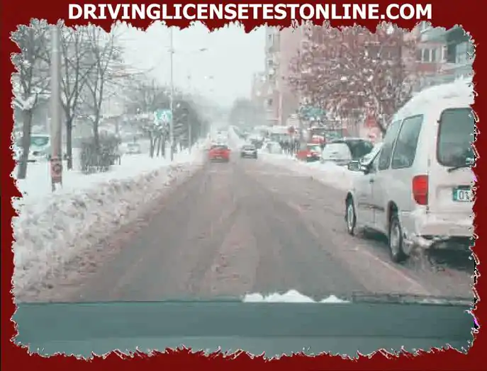 Why the safety distance should be longer , when driving on snowy roads ?