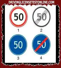 Vilket av följande indikerar slutet på den maximala hastighetsgränszonen på 50 km / h?